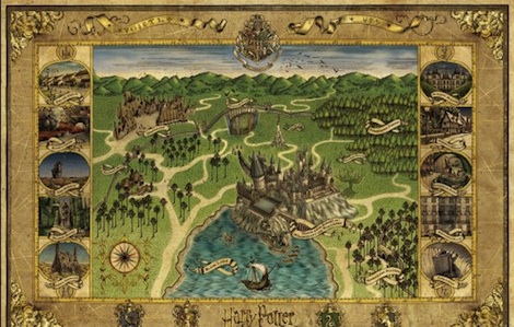 Mappa di Hogwarts su stoffa