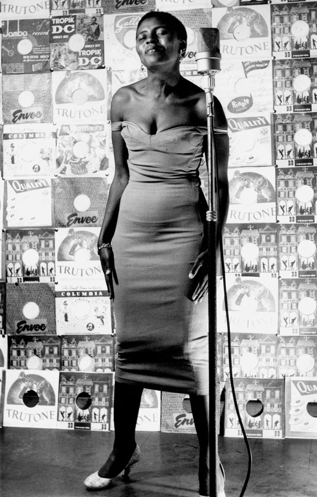 Miriam Makeba posing for a Drum Cover in a downtowwn Johannesburg recording studio in 1955
