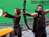 Scarlett Johansson e Jeremy Ranner durante le riprese di The Avengers